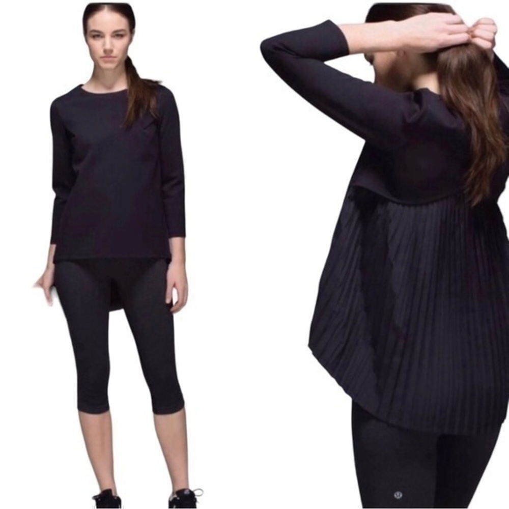 Lululemon Athletics Black Pleat On Long Sleeve Scuba Top